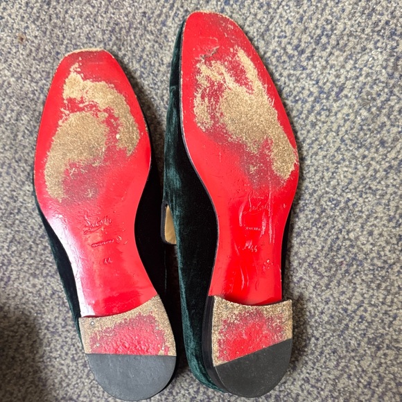 Christian Louboutin Men's Velvet Loafers with Gold Leopard Design - Picture 7 of 8